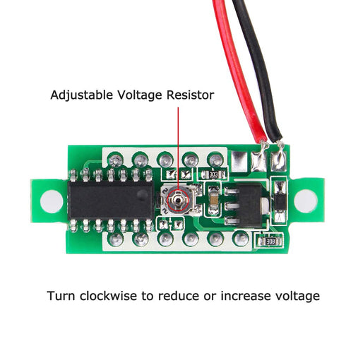 KeeYees 0.28 Inch Two Wires Mini Digital Voltmeter Panel DC 2.5V-30V Voltage Tester Meter LED Display (4 Colors)