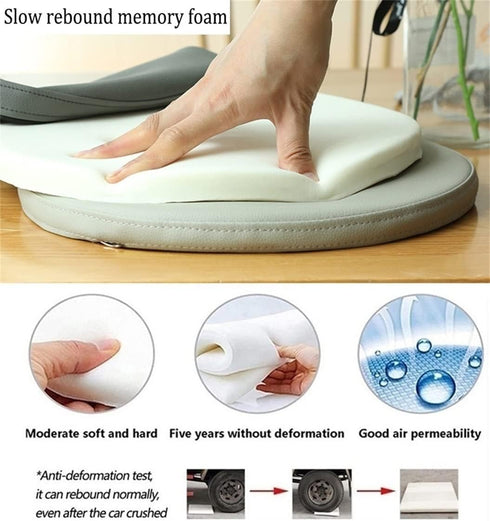 HCZKIUJ 45 45 2.5CM) PU Leather Round Chair Cushion, Waterproof PU Leather Seat Cushion, Soft Memory Foam Round