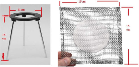 Lab Bunsen Burner Tripod Stand with Mesh Screen 6 Inch and 6 Inch Removable Legs for Heating Soldering Lab Bunsen Burner