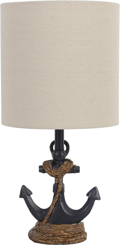 Decor Therapy Anchor Resin Accent Lamp, Easy on/Off Push-Through Light Switch, Coastal