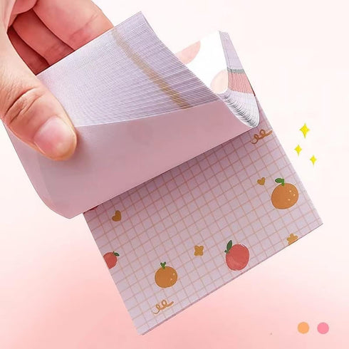 Cute Sticky Notes 4Pack (320 sheets), Kawaii 3.1x3.1in Self-Stick Note Pads with Unique Fruit Patterns