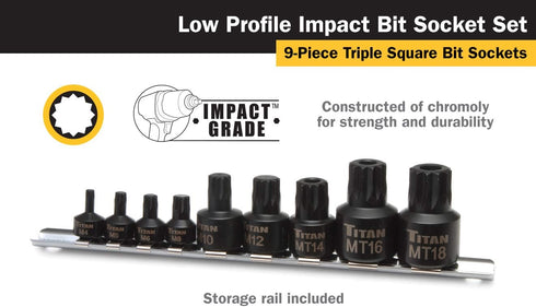Titan 16138 9-Piece Low Profile Impact Triple Square Bit Socket Set