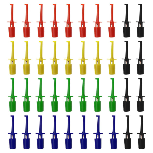 40PCS Multimeter Electrical Testing Single Hook Clip Grabber Test Probe Cable Clip Kit, 5 Colours
