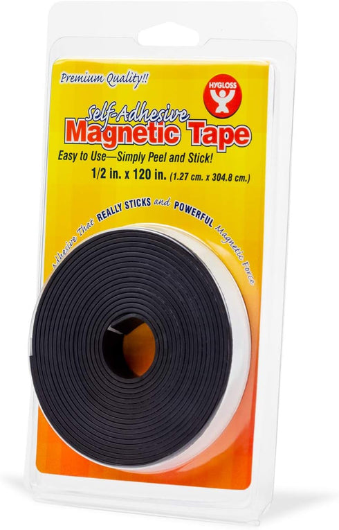 Hygloss Products Magnetic Tape, Self-Adhesive, 1/2-Inch x 120-Inch, Black, Model 61410