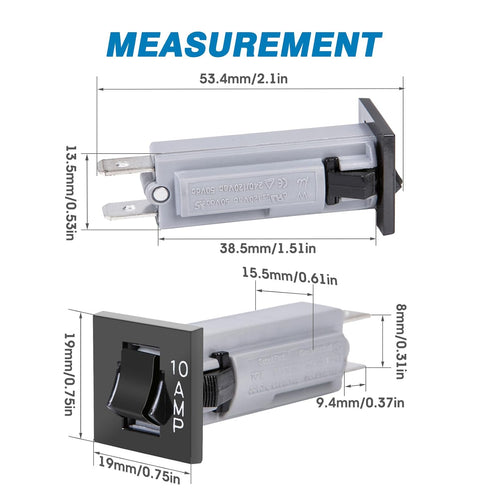 GLOSO Circuit Breaker Fuse holder Type W Type Thermal - 3 Pack (3A)