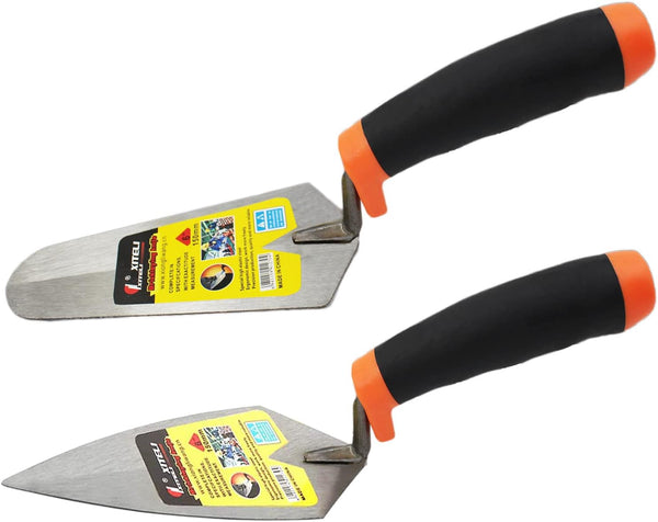 2 Pcs Pointing Trowel and Gauging Trowel Set, 6" Masonry Hand Tool Set with Soft Grip Handle