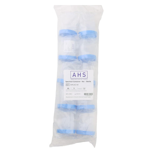 AHS American Hospital Supply Sterile Urine Cups with Lids | Single-Use Specimen Containers, 4 Oz. (Pack of 10)