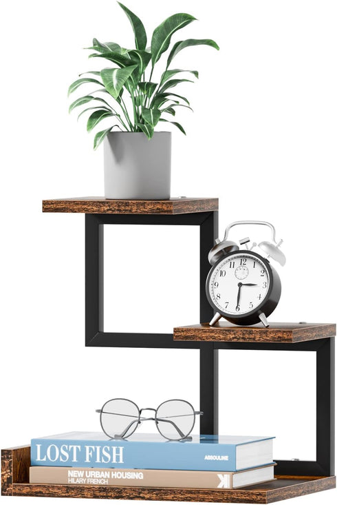 Gannyfer Wood Desktop Shelf, Freestanding Small Bookshelf Desk Hutch, 3 Tier Storage Display Rack for Books, Plants,