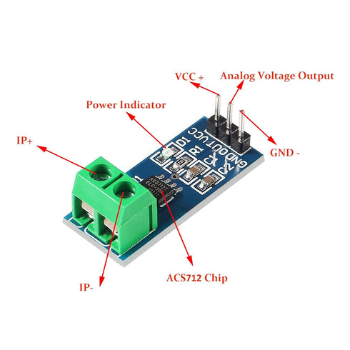 DIANN 3pcs ACS712 Module ACS712 Hall Effect Current Sensor Module 30A Range + 3pcs Voltage Sensor Module DC 0-25V Voltage Tester Terminal Sensor