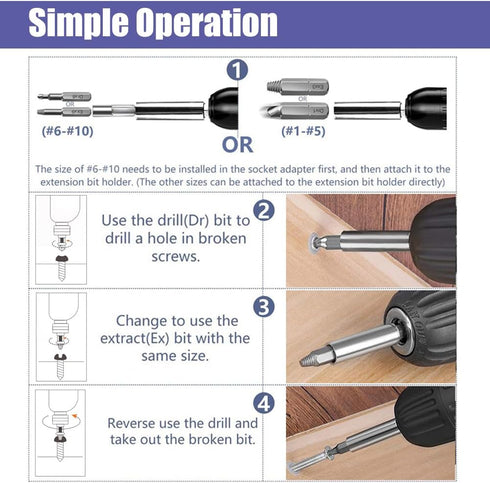 Yakamoz 22Pcs Mini Damaged Screw Extractor Kit, Easy Out Broken Bolt Extractor with Magnetic Extension Bit Holder