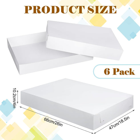 Chivertion 6 Pack 26 18 4 Inch Full Sheet Cake Box x x Non Window Bakery Tray Full Sheet Cup Cake Box for Party Bread