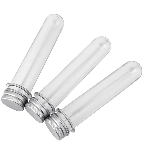 SEUNMUK 60 PCS 40ml Clear Plastic Test Tubes with Caps, 140 x 25 mm Tubes for Plants, Scientific Experiments, Candy