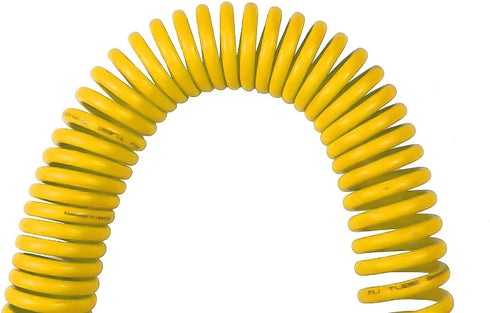 YOTOO Polyurethane Recoil Air Hose 1/4" Inner Diameter by 10' Long with Bend Restrictor, 1/4" Industrial Quick Coupler and Plug, Yellow
