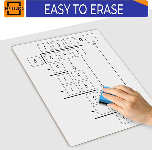 SCRIBBLEDO Dry Erase Division Multiplication Chart Whiteboard, Double Sided Times Table Math Manipulatives for Kids