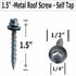 Metal Roofing Screws - #10 x 1.5” – Self tapping ¼” Hex Head with EPDM Rubber Washer – for Metal to wood, Corrugated Roofing, Siding, Sheds, pancake screw - Hex Drive Easy Install - GALVANIZED (100)