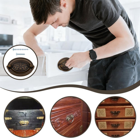 4 Pack 3.3inch PH PandaHall Antique Drawer Pulls Handles Oval Bail Drawer Pulls Vintage Cabinet Handle Bronze Wheat