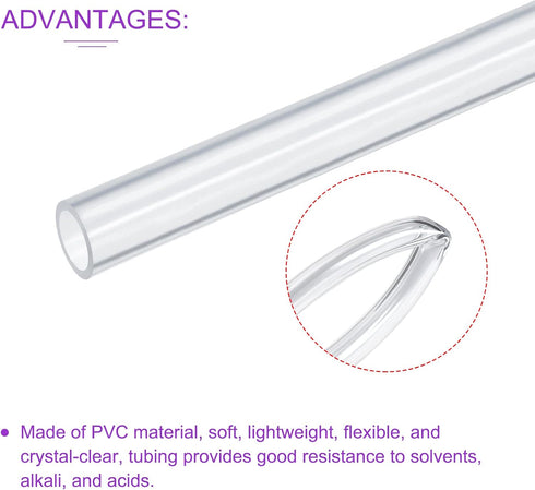 DMiotech 12mm ID 16mm OD Clear PVC Tube, Industrial Flexible Tubing for Water Pump