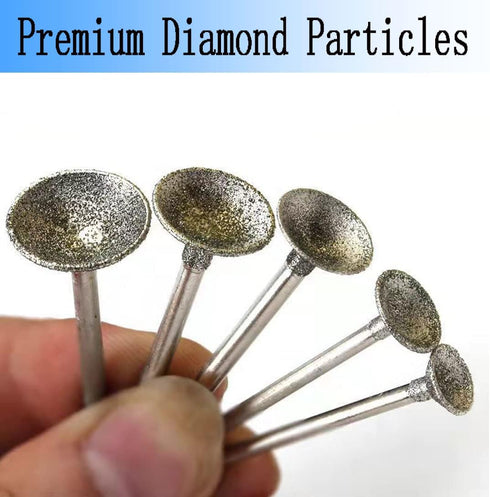 12 Pcs Bowl Shape Diamond Burr Set, 3/32'' Shank Stone Carving Sets for Rotary Tools, Includes Dremel