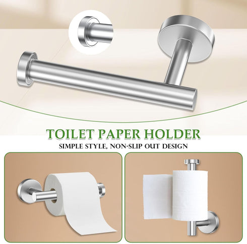 5-Piece Set Set 23.6 Towel Bar Brushed Nickel Bathroom Hardware Include Towel Bar Towel Ring Paper Towel Holder Coat