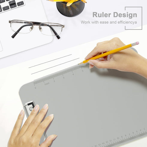 Piasoenc 2 Pack Plastic Clipboards, Translucent Low Profile Clipboard with Ruler, Office School Supplies, Letter Size