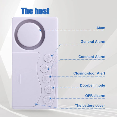 Freezer Door Alarm When Left Open, 2Pcs Safety Window Alarm, 3/15/30/60 Seconds Adjustable Delay Wire-Less Fridge 4-in-1 Sensor Chime Open Loud 108dB, Refrigerator