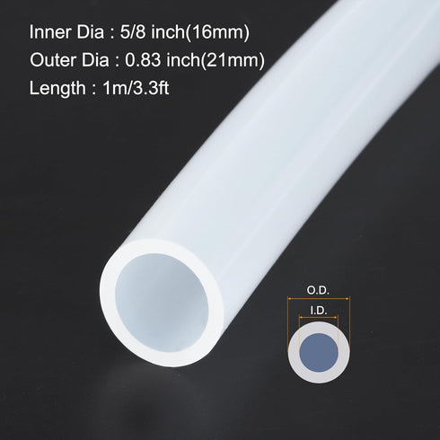 1m(3.3ft) 16mm(5/8") ID x 21mm(0.83") OD Silicone Tubing Clear Industrial Plastic Tubing Pure Silicone Hoses for Pump Siphoning Draining Irrigation Brewing