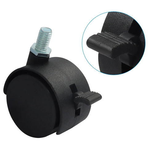 MangoOrder 4-Pack 360-Degree Swivel Caster Wheels with Threaded Stem and Brake, Floor-Protecting Nylon Rolling Wheels