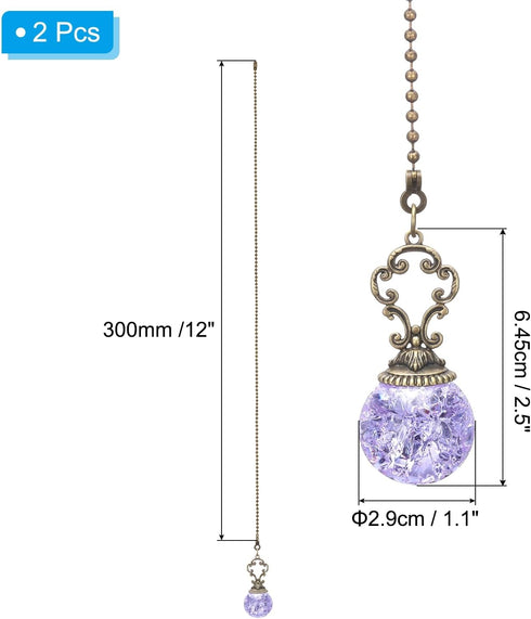 2 Pack 12" PATIKIL Ceiling Fan Pull Chain, Decorative Ball Pendant Chain Extender Charm Extension Pull String