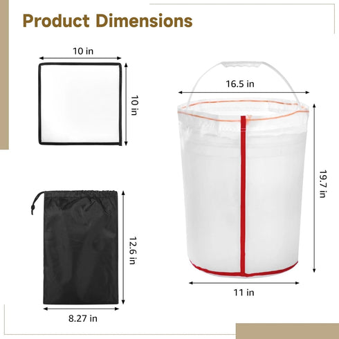 5 5 Pcs Gallon Reusable Mesh Filter Bags, Nylon Filter Bags with Storage Bag for Kitchen, Reusable Filter Bag