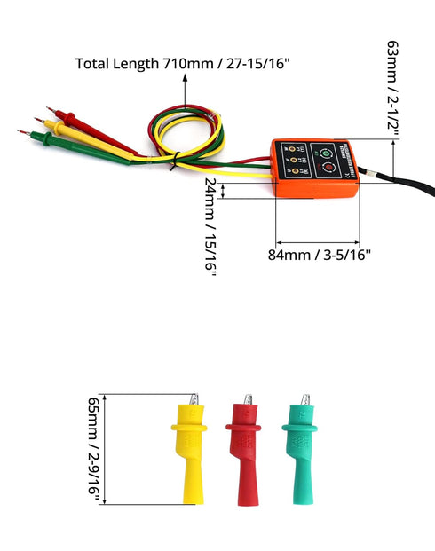 QWORK Professional 3-Phase AC Voltage Tester with LED Display, 60V~600V
