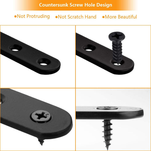 30 100MM 20MM 3MM PCS Black Straight Braces, Cast Iron X X Heavy Duty Corner Braces for Wood, Mending Plate Connector