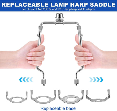 7" 8" 9" 10" 1/8 E14, E26, E27 Lamp Shade Harp Holder Kits Adjustable fit for Standard IP, Lamp Harp Saddle with Lamps