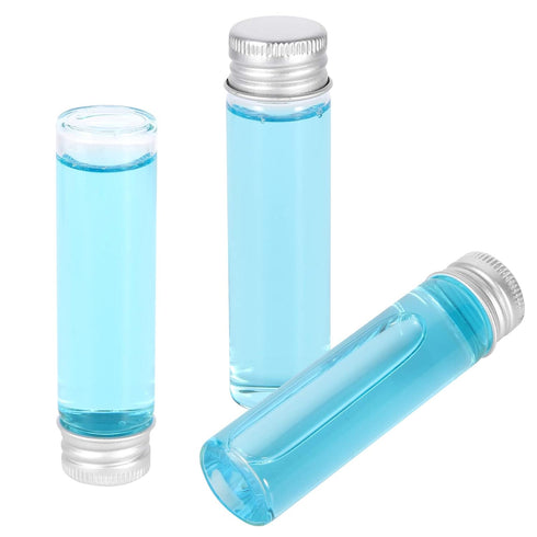 20ml Glass Vials with Screw Caps and Plastic Stoppers, Leak-Proof Small Clear Liquid Sample Vial, 12PCS