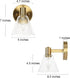 1-Light KSANA Gold Wall Sconce, Modern Bathroom Light Fixtures with Seeded Glass Shade, Brass Wall Sconce Light