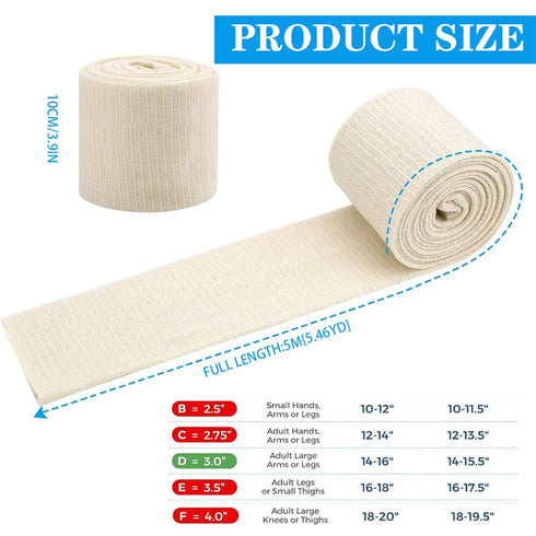 XIZAO (3.9 Inch 5.46 Elasticated Tubular Support Bandage Cotton Stockinette Tubing Size F Reusable Compression Sport