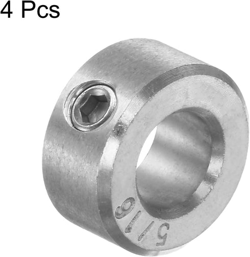 HARFINGTON 4pcs 5/16" Bore Shaft Collar, 304 Stainless Steel Set Screw Collars, 5/8" OD, 5/16" Width for Wheel Barrow