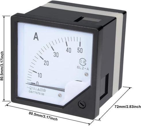 uxcell AC 0-50A Analog Panel Ammeter Gauge Ampere Current Meter 6L2 1.5 Error Margin