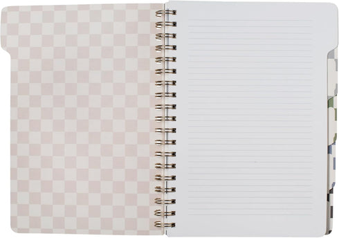 Fringe Studio Large Tab Notebook, Neutral Checks, Flexible Paperback Cover, 5 Subject, 180 Lined Pages, 7.25" x 10"