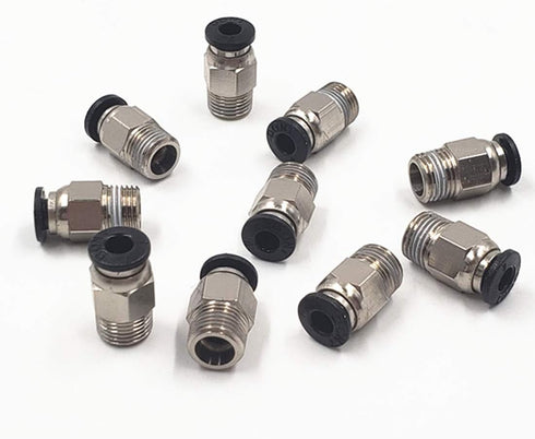 PC4-M10 Male Straight Push In Quick Fitting Connector for E3D-V6 Long-Distance Bowden Extruder 3D Printer (Pack of 10).