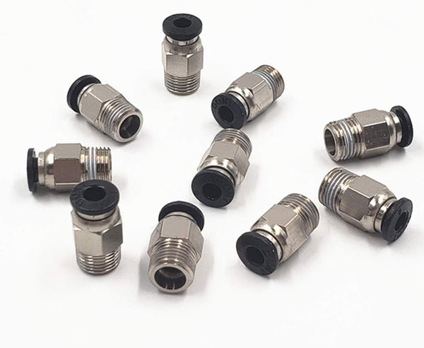 PC4-M10 Male Straight Push In Quick Fitting Connector for E3D-V6 Long-Distance Bowden Extruder 3D Printer (Pack of 10).