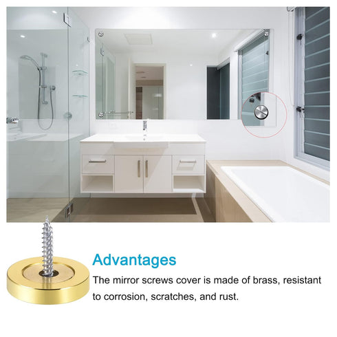 METALLIXITY Mirror Screws (25mm/0.98") 2Pcs, Decorative Brass Polished Cover Cap Nails