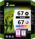 Printer Ink 67 67xl Replacement for HP Ink 67 HP Printer Ink 67 Combo Pack (1 Black, 1 Tri-Color, 2 Pack)