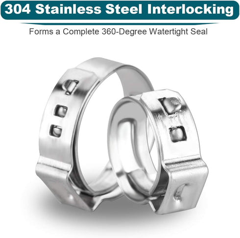 LOKMAN 50 Pack 3/4 Inch PEX Cinch Clamps - Stainless Steel Crimp Rings for PEX Tubing Pipe Fitting
