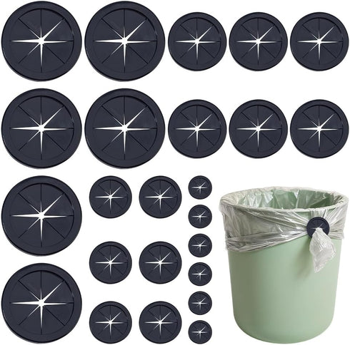 SUPERFINDINGS 24Pcs 4 Sizes Black Trash Bag Cilp Garbage Bag Fasten Lock