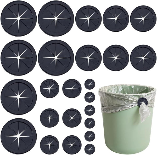 SUPERFINDINGS 24Pcs 4 Sizes Black Trash Bag Cilp Garbage Bag Fasten Lock