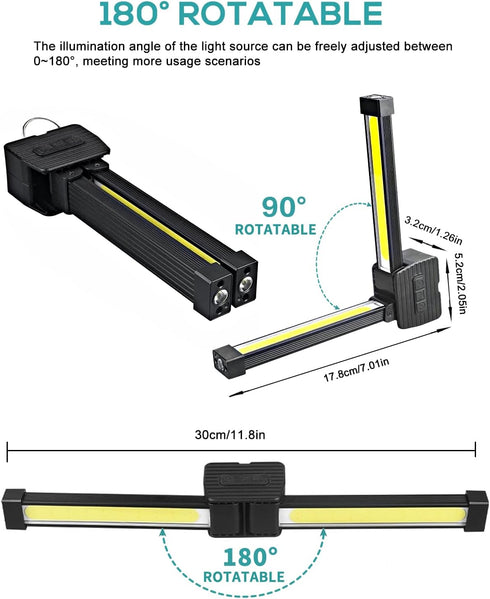 180 Gym Lamp, Portable Gym Lighting for Posing, Magnetic Work Light Rechargeable, Gift for Men/Women, Rotate Foldable