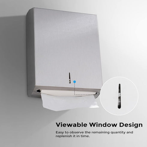 Paper Towel Dispenser Wall Mount - Multifold Trifold Paper Towel Dispensers, Large Capacity Stainless Steel Tissue