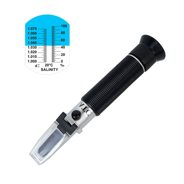 Salinity Refractometer with ATC, Dual Scale 0-100 PPT & Specific Gravity Tester for Marine Monitoring