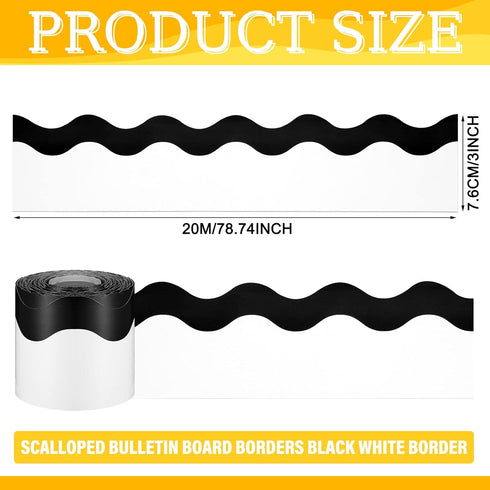 Black and White Bulletin Board Borders Scalloped Classroom Borders Wavy Line Board Borders Trim for Desks Locker Home School Classroom Decor by Eaasty