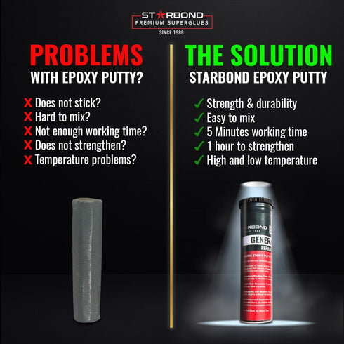 Starbond 2 oz. Black Epoxy Putty Stick - General Purpose for Woodworking, Automotive, Home Repair